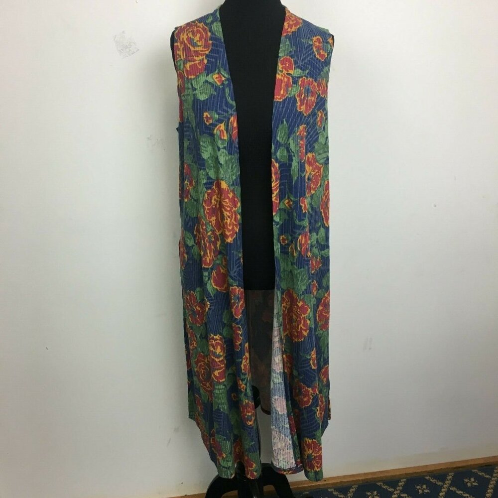 LuLaRoe Women's Floral Sleeveless Open Front Duster - Size M